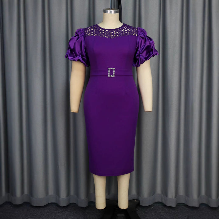 Damen Figurbetontes Cocktailkleid mit kreativem Rüschendesign und dekorativem Taillengürtel Drune
