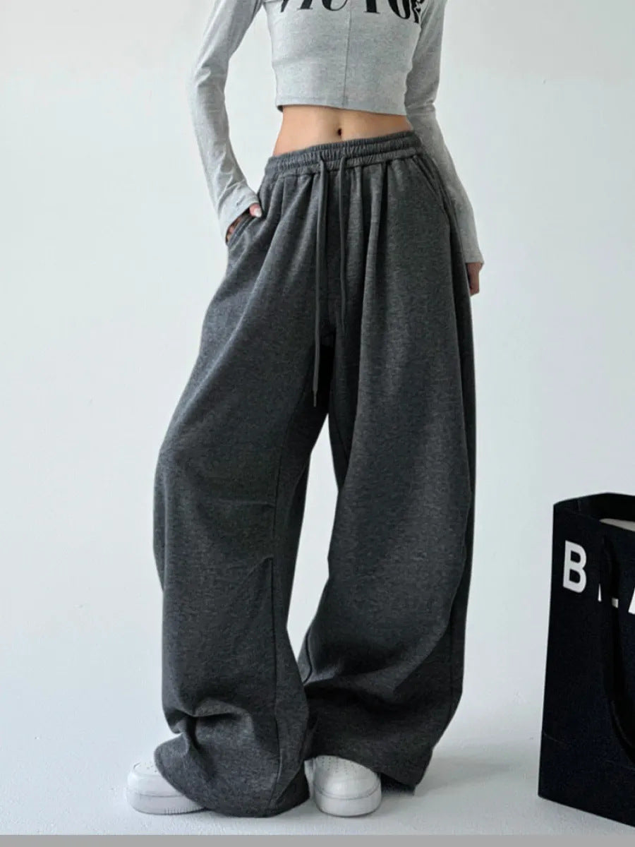 Damen lässige, weite Jogginghose mit elastischem Bund und seitlichen Taschen Drune