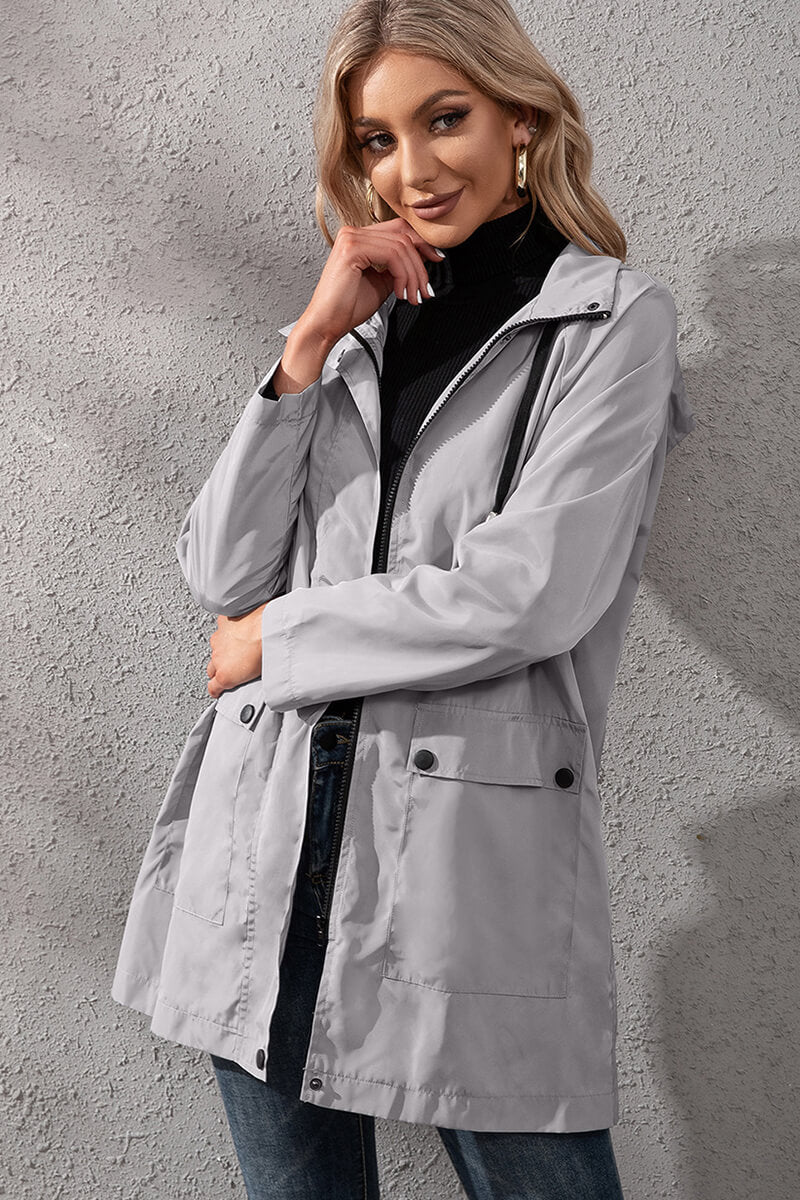 Drune | Kapuzen-Regenjacke - Verstellbare Taille - Wasserabweisend - Legere Oberbekleidung
