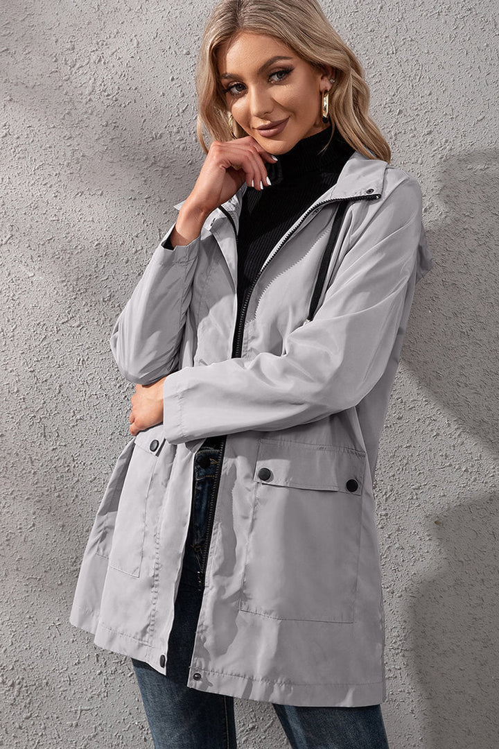 Drune | Kapuzen-Regenjacke - Verstellbare Taille - Wasserabweisend - Legere Oberbekleidung