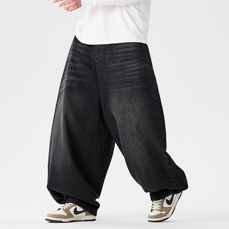 Herren nan extraweite Baggy-Jeans mit tiefem Schritt, relaxed Low-Crotch Schnitt und weitem Saum Drune