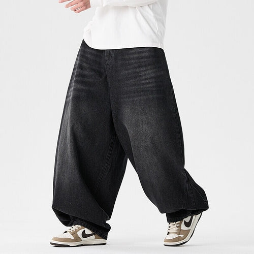 Herren nan extraweite Baggy-Jeans mit tiefem Schritt, relaxed Low-Crotch Schnitt und weitem Saum Drune