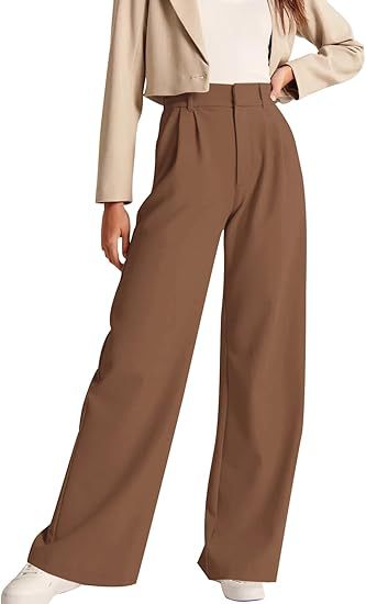Damen weite High-Waist Hose mit Falten- und Bunddetails Drune