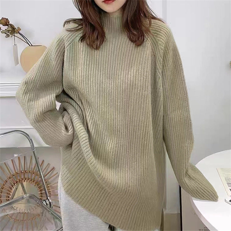 Damen Grobstrickpullover mit hohem Kragen und lässiger Passform Drune