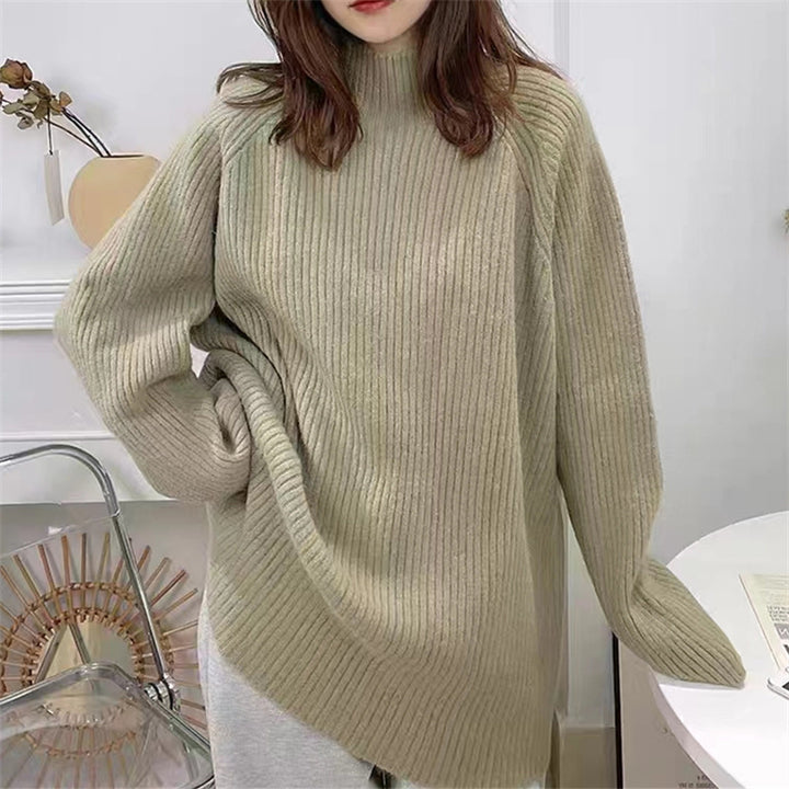 Damen Grobstrickpullover mit hohem Kragen und lässiger Passform Drune