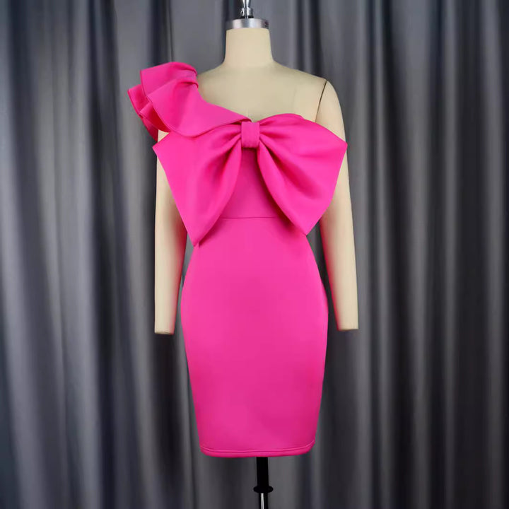 Damen figurbetontes Kleid mit großem Schleifenakzent Drune