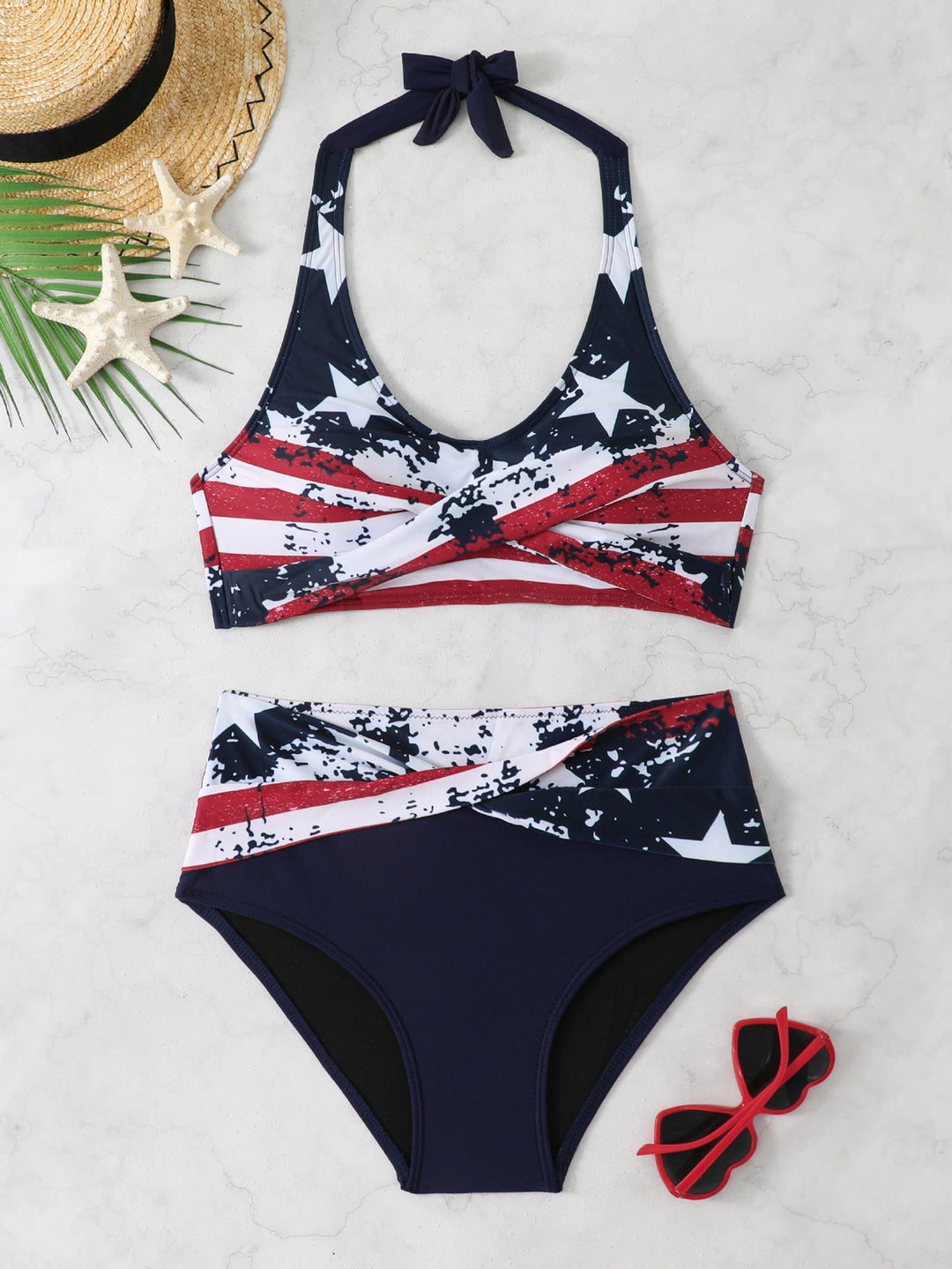 Damen Sportliches Bikini-Set mit hochgeschnittenem Bund Drune