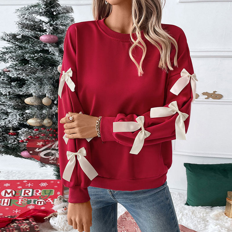 Damen modischer Pullover mit Schleifendetails Drune
