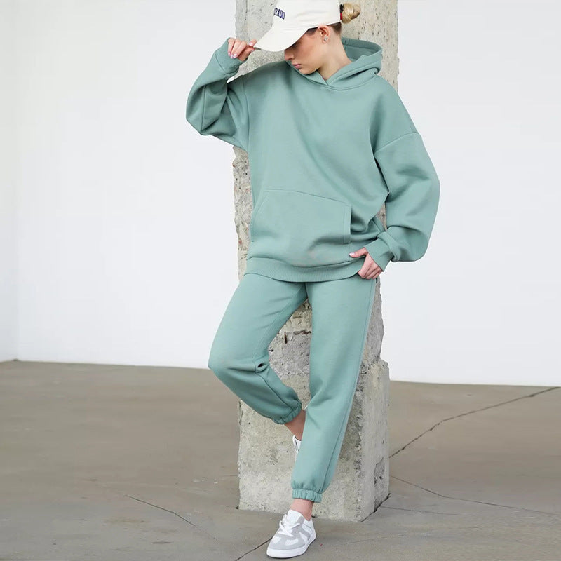 Damen entspannter Kapuzenpullover und Jogginghosen-Set Drune