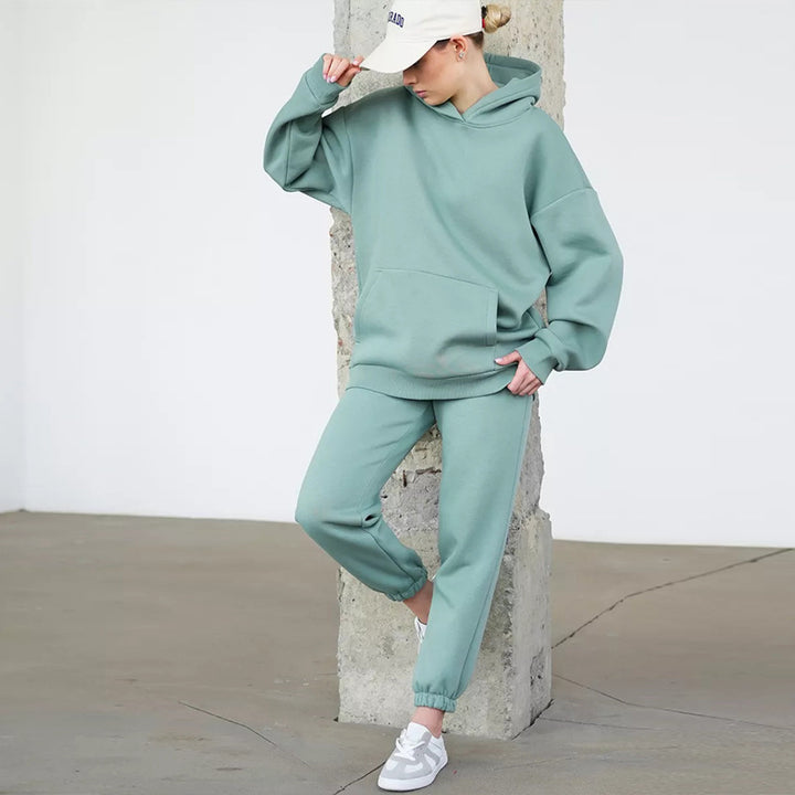Damen entspannter Kapuzenpullover und Jogginghosen-Set Drune