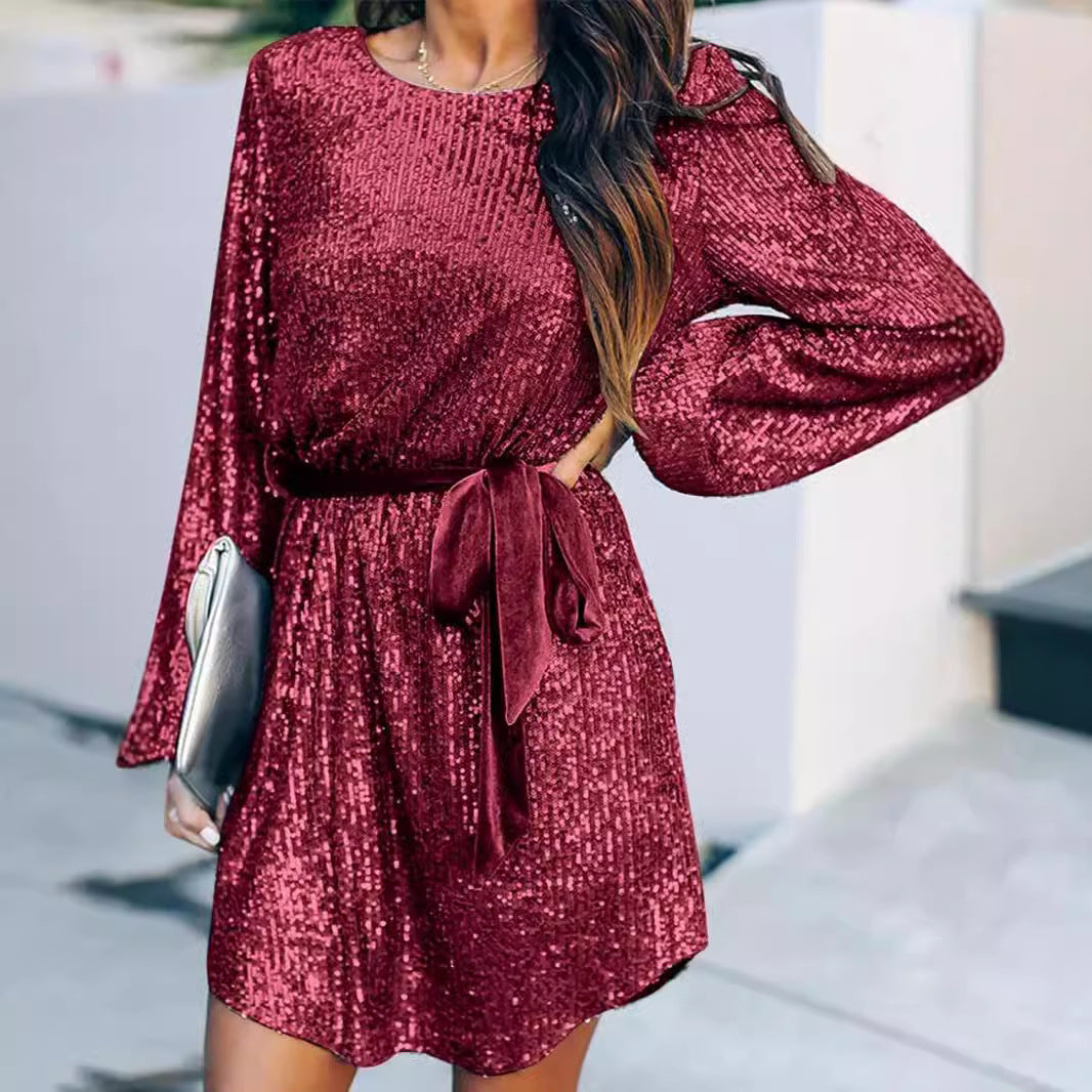 Damen Glitzerndes Jerseykleid mit eleganter Taillierung Drune