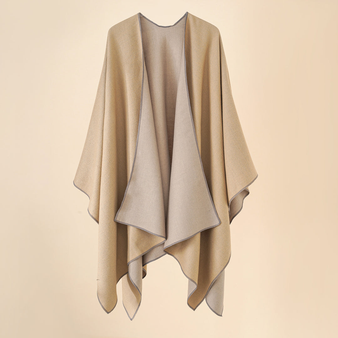 Damen Wohlfühl-Poncho aus weichem Wollmix mit elegantem Schnitt Drune
