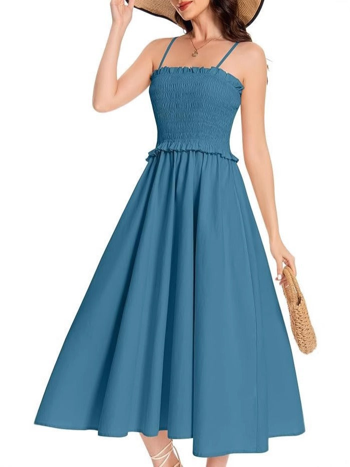 Damen elastisches Maxikleid mit Rüschendetails und geschmeidigem Material Drune