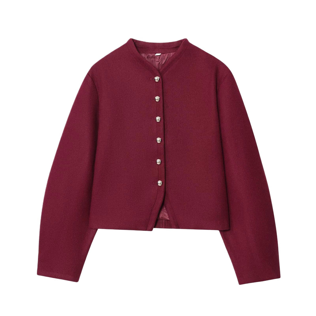 Damen elegante Kurzjacke mit Knopfverschluss und modernem Stoff Drune