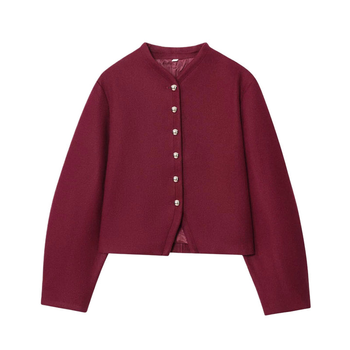 Damen elegante Kurzjacke mit Knopfverschluss und modernem Stoff Drune