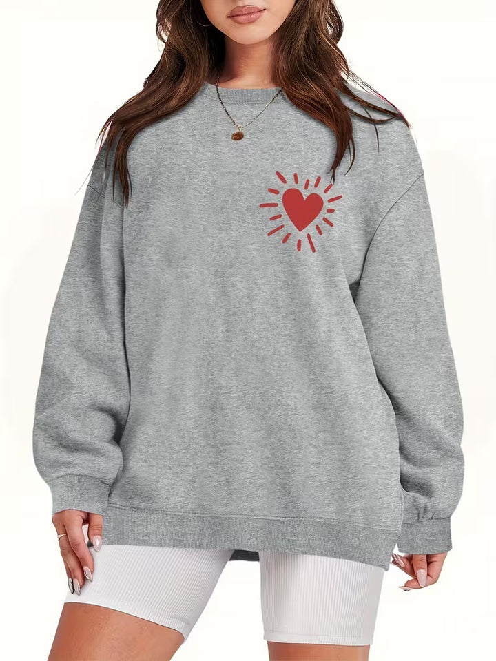 Damen Sweatshirt mit lässigem Herzmotiv und übergroßem Schnitt Drune