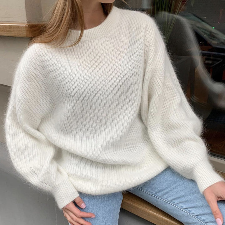 Damen oversized Strickpullover mit lockerem Schnitt und feiner Textur Drune