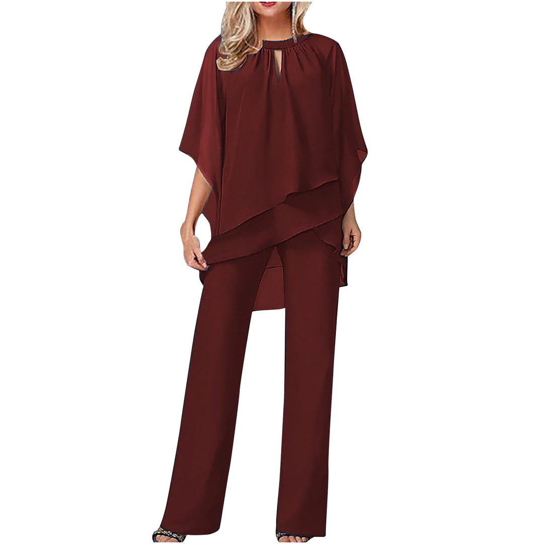 Damen Elegantes Schichten Oberteil und Hose Set Drune
