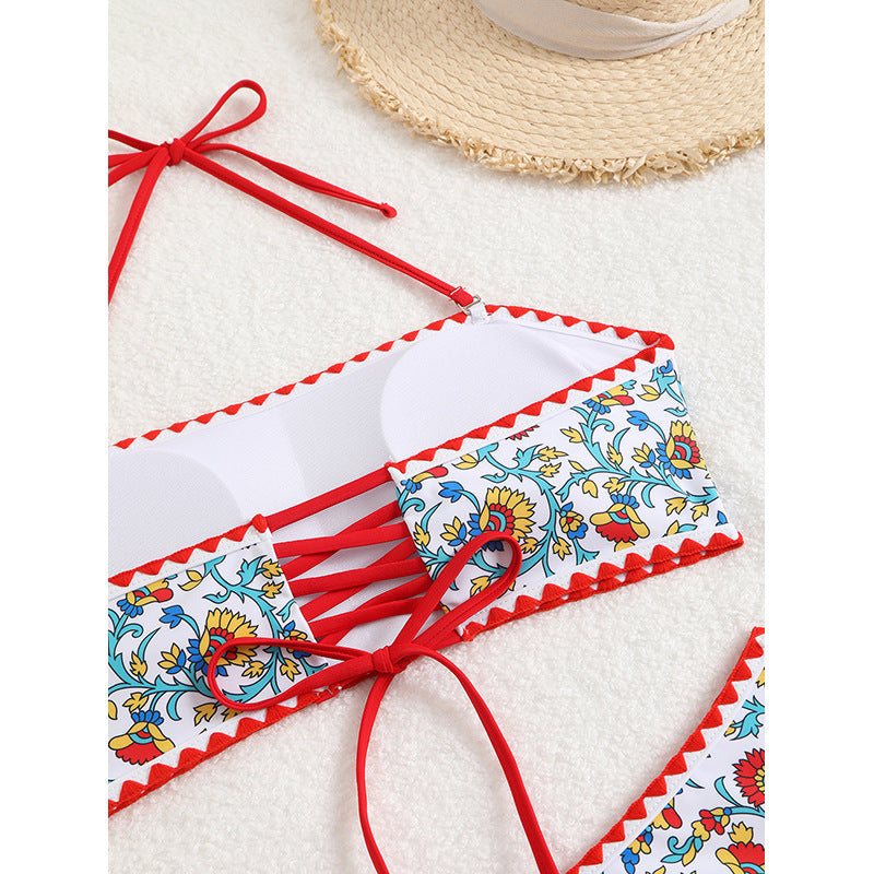 Damen Bandeau-Bikini mit farbenfrohem Muster Drune