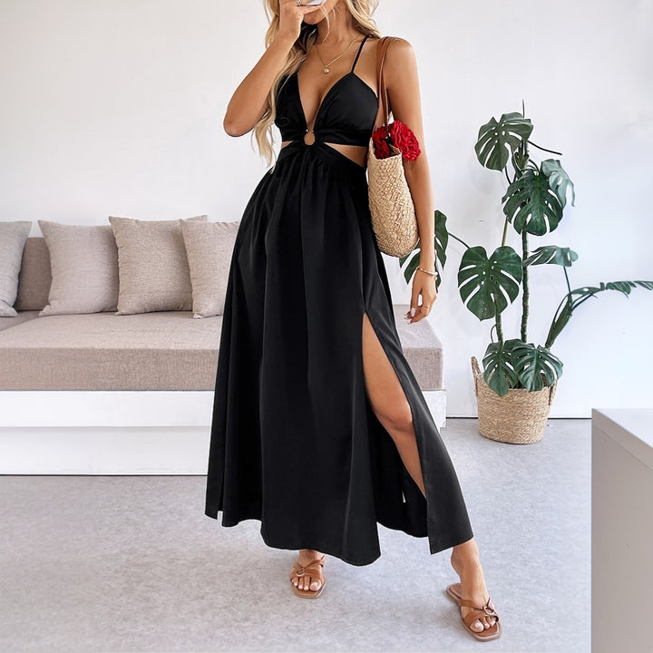 Damen Maxikleid mit abnehmbaren Trägern und Cut-Out-Details Drune