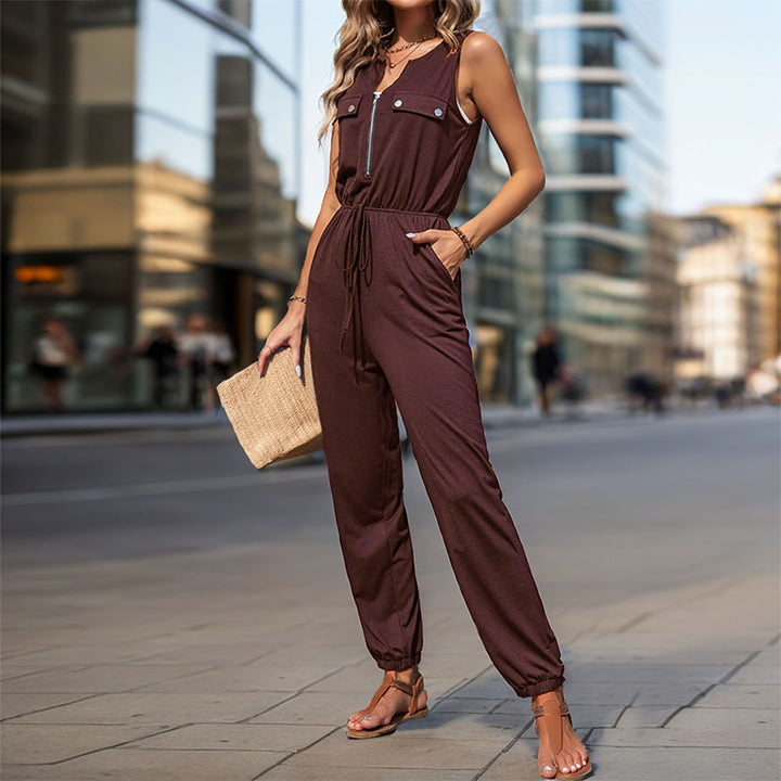 Damen Jumpsuit mit praktischen Taschen und verstellbarem Taillenzug Drune