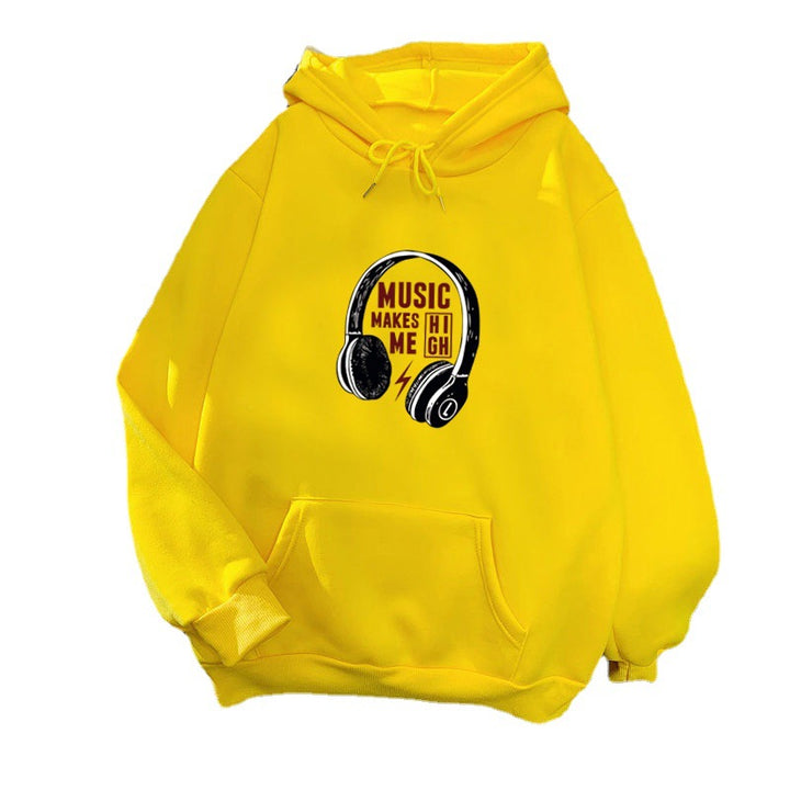 Damen Kapuzenpullover mit kreativem Musik-Design Drune