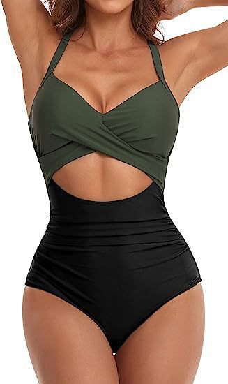 Damen Cut-Out Badeanzug mit Kreuzgurt Drune