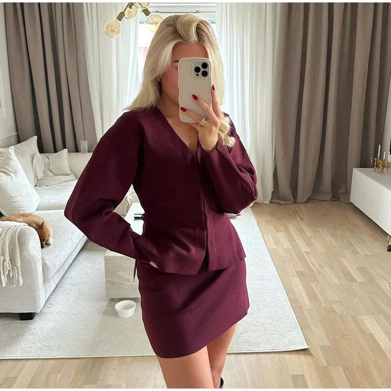 Damen Bequeme Strickjacke mit V-Ausschnitt Drune