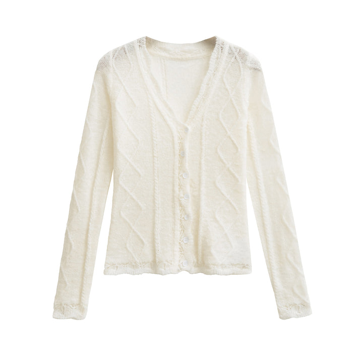 Damen Strickjacke mit Zopfmuster und Knopfverschluss Drune