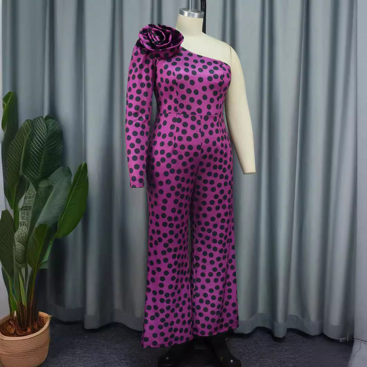 Damen Glamouröses Jumpsuit mit asymmetrischem Design und Rüschen-Detail Drune