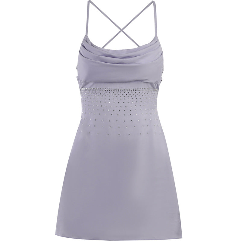 Damen elegant geschnittenes Minikleid mit Raffungen und tiefem Ausschnitt Drune