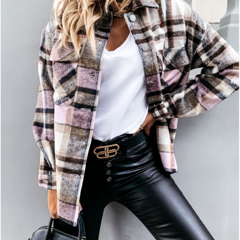 Damen Karomuster Flanelljacke Drune