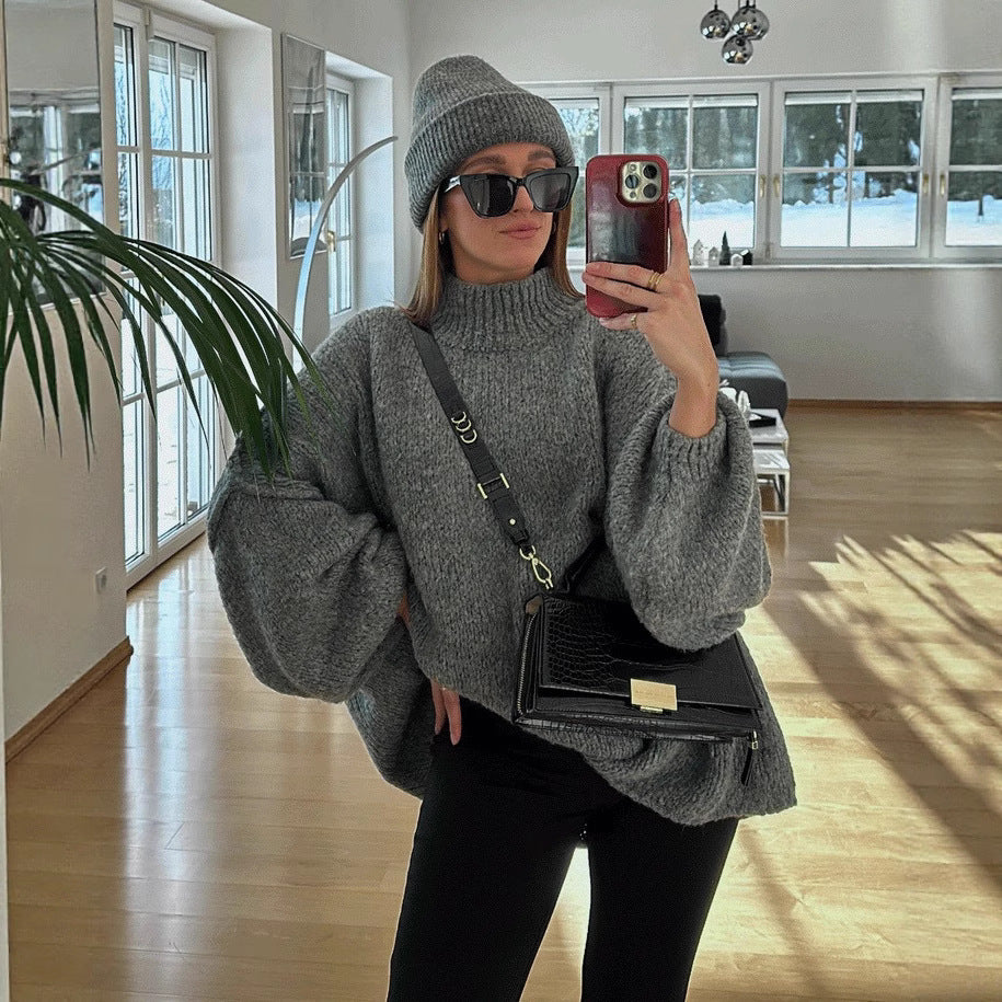 Damen Oversized Strickpullover mit weichem Material und modischen Ärmeln Drune