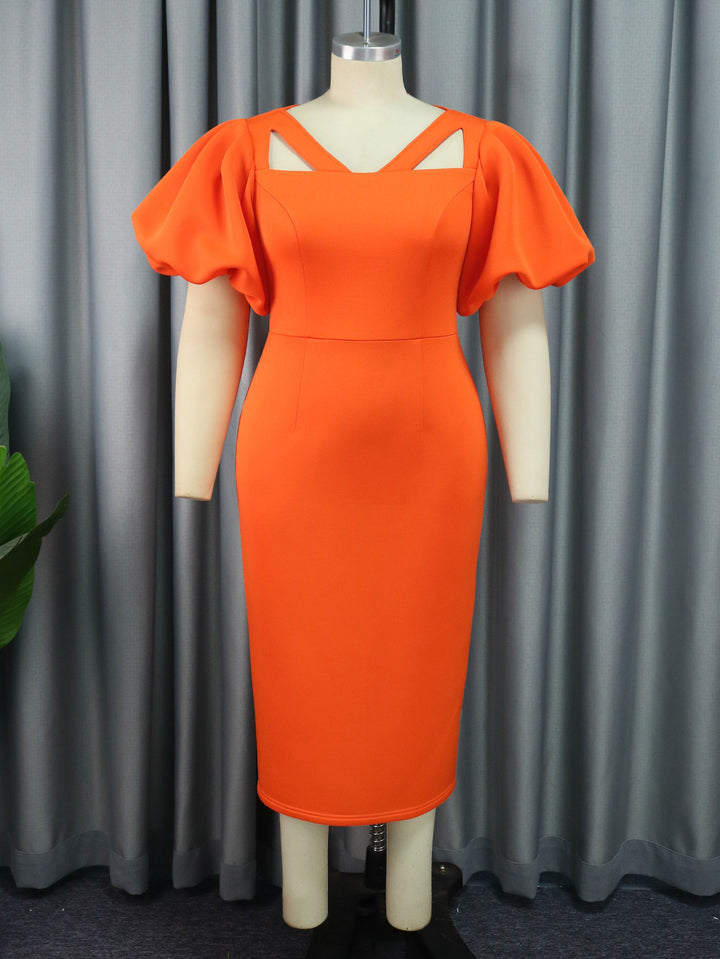 Damen figurbetontes Kleid mit innovativen Puffärmeln und aufregendem Schnitt Drune