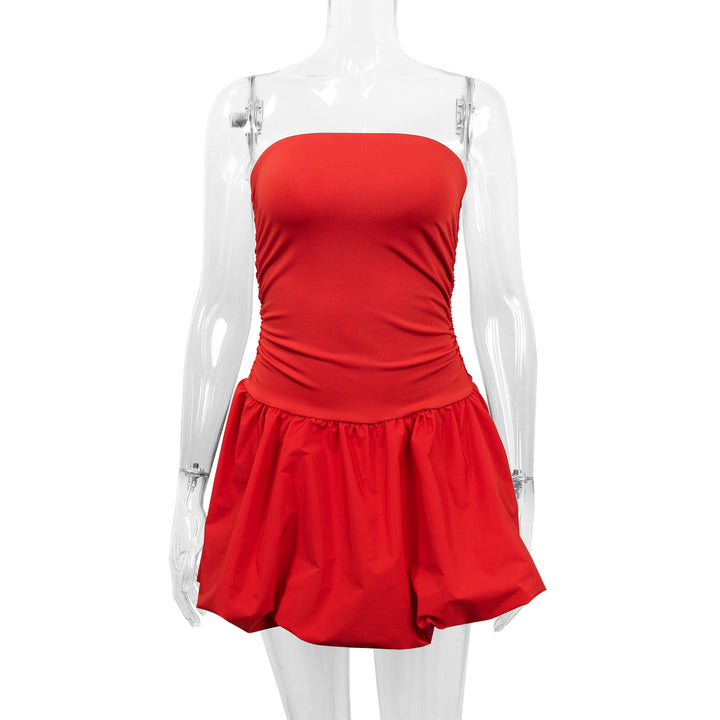 Damen Figurumspielendes Minikleid mit Raffung und voluminösem Rock Drune