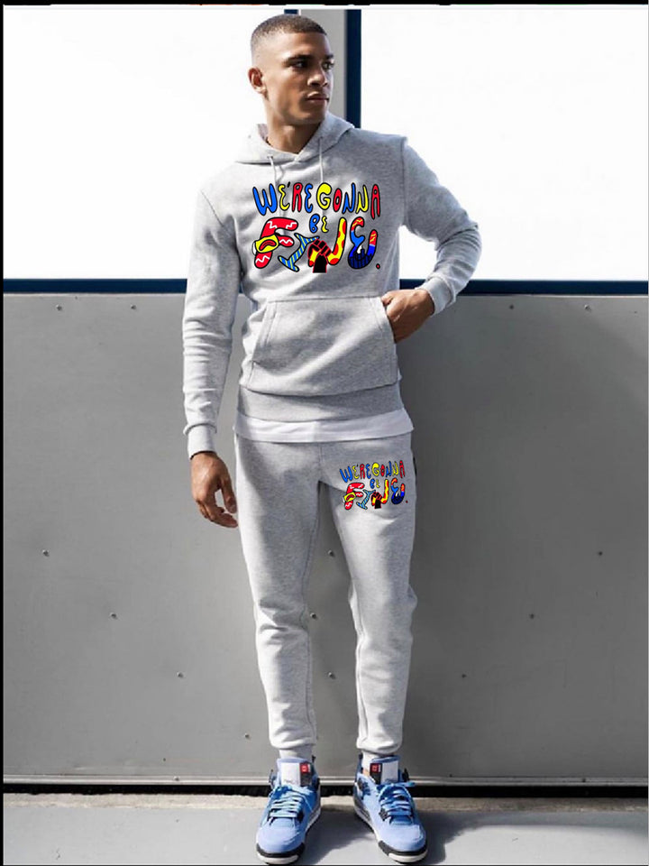 Damen lässiges Hoodie- und Jogginghose-Set mit inspirierendem Schriftzug Drune