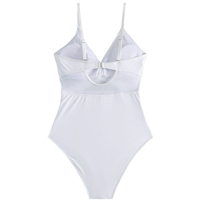 Damen Sportlicher Einteiler Badeanzug mit gekreuztem Design Drune