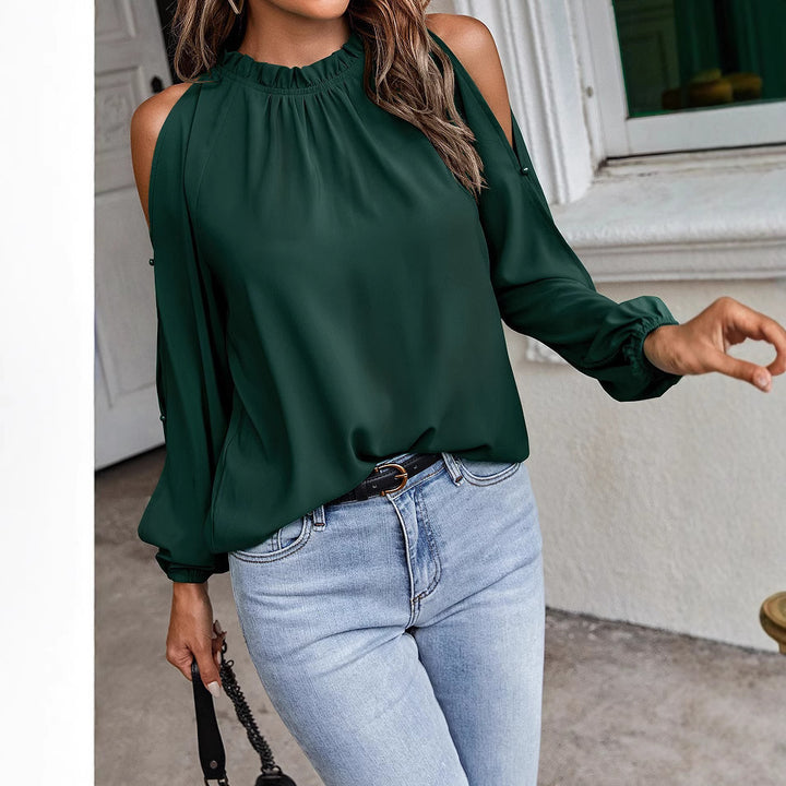 Damen Elegantes Oberteil mit schulterfreiem Design und voluminösen Ärmeln Drune