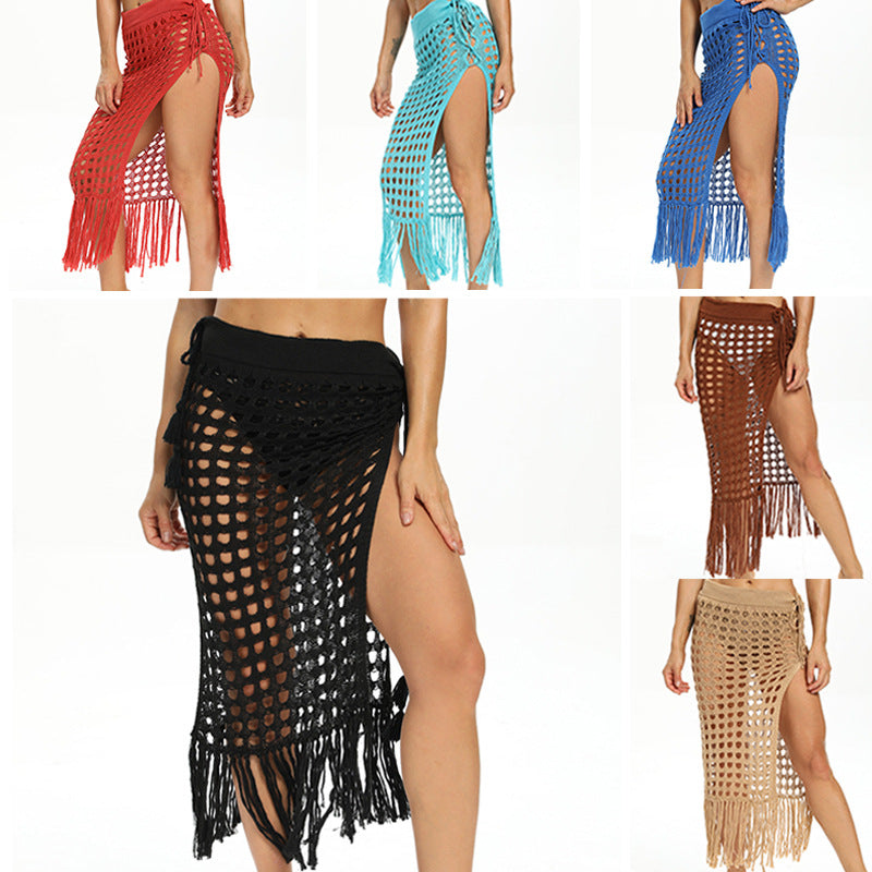 Damen Strandsarong mit trendigem Netzdesign und Fransen Drune