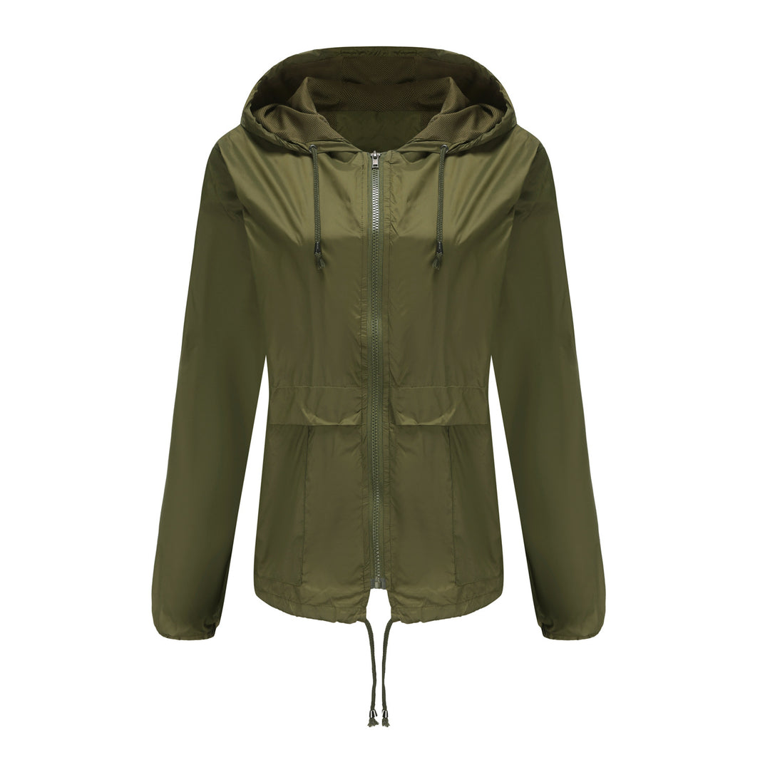 Damen sportliche Windbreaker-Jacke mit verstellbarer Kapuze und elastischen Bündchen Drune