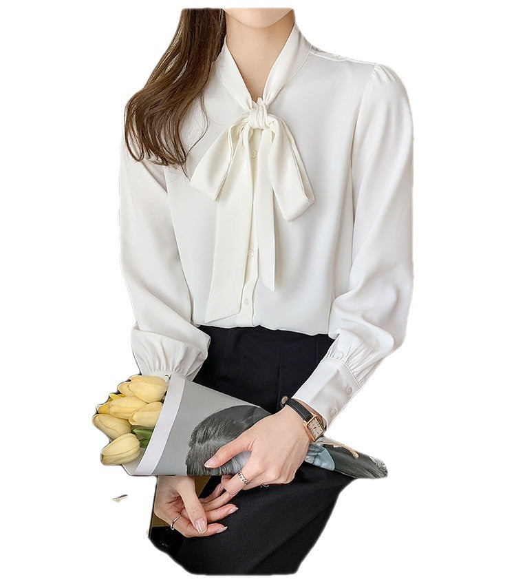 Damen Bluse mit eleganter Schleife und sanften Rüschendetails Drune