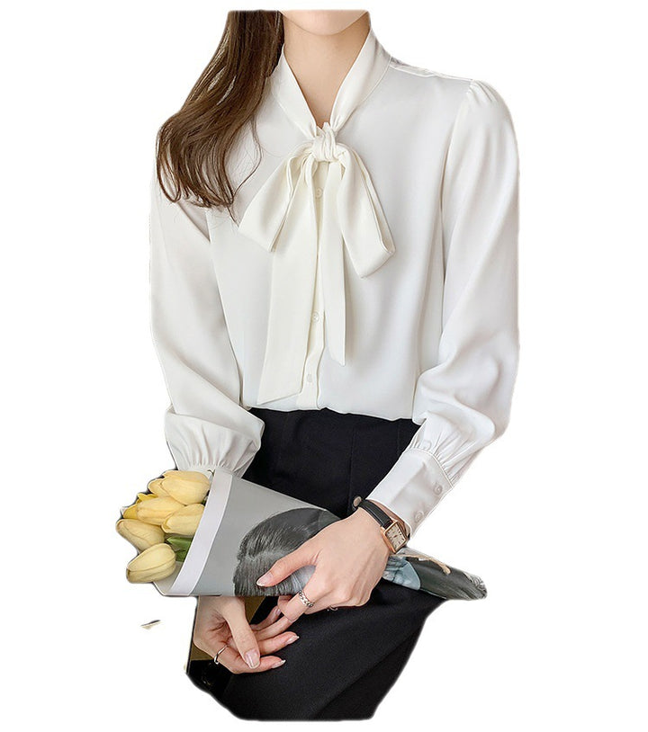 Damen Bluse mit eleganter Schleife und sanften Rüschendetails Drune