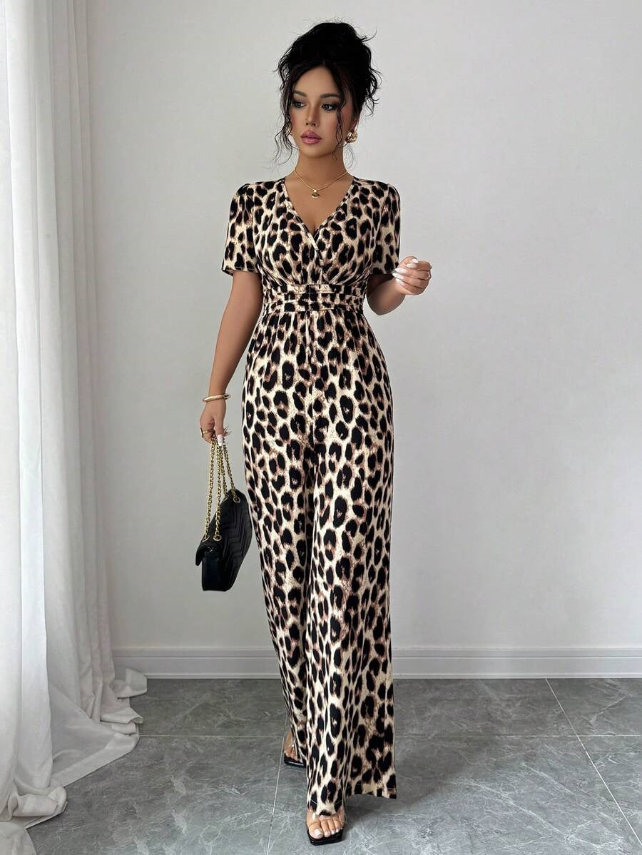 Drune | Sommer Overall Gebunden Hohe Taille Leopardenmuster Overall
