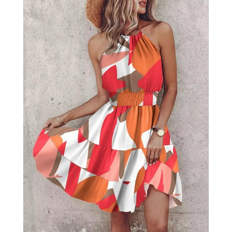 Damen Halter Neck Rüschenschichtkleid Drune