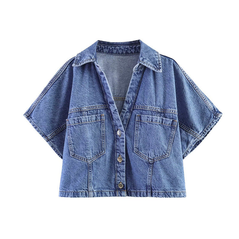 Damen Denim-Minirock im asymmetrischen Schnitt mit dekorativen Knöpfen Drune