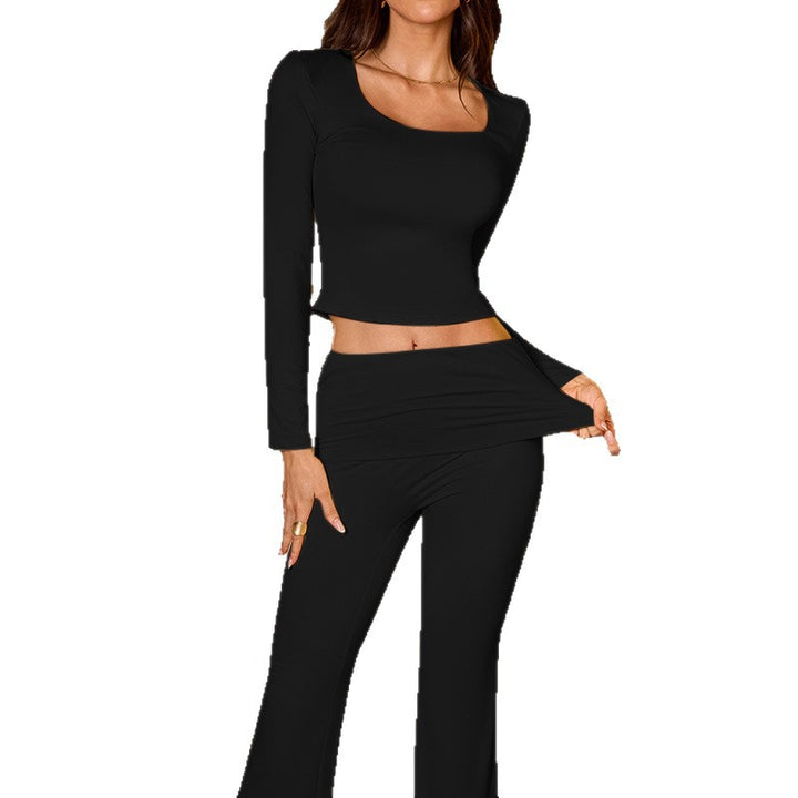 Damen Crop-Top und Flared Pants Set Drune