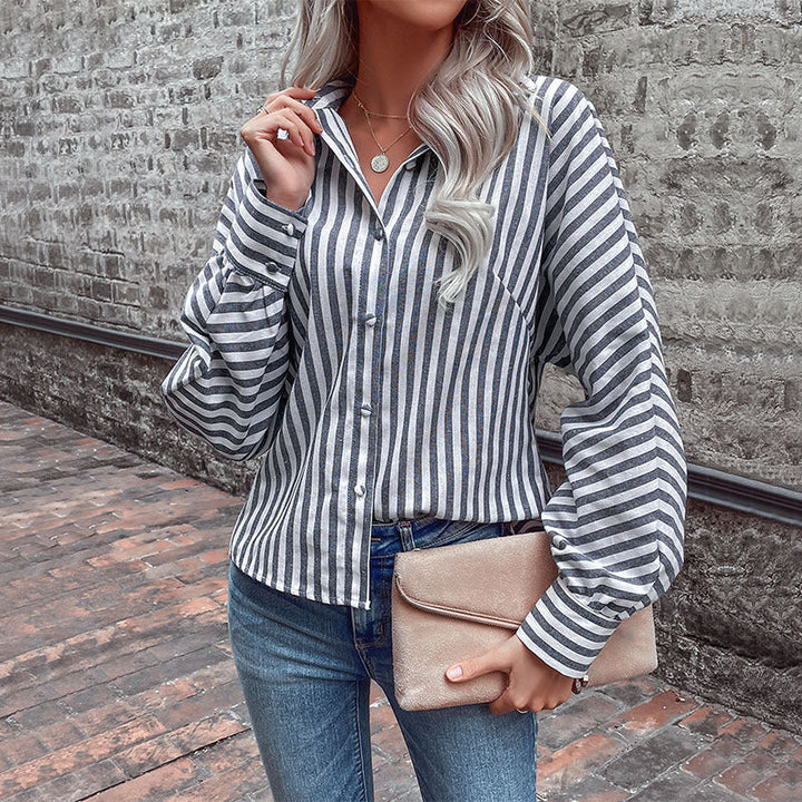 Damen Krawattenhemd mit gestreiftem Design Drune