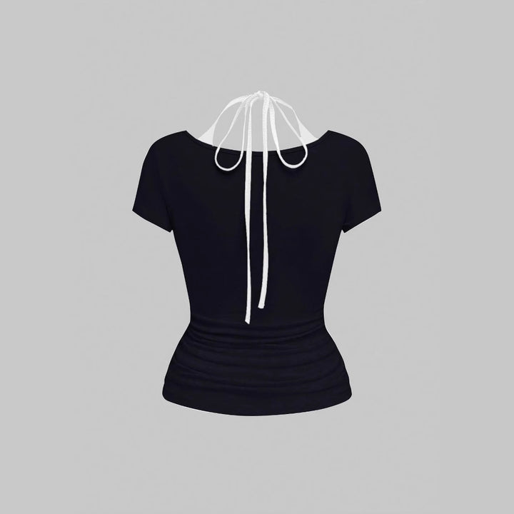 Damen kreatives Grafik-T-Shirt mit verführerischem Rückenausschnitt Drune