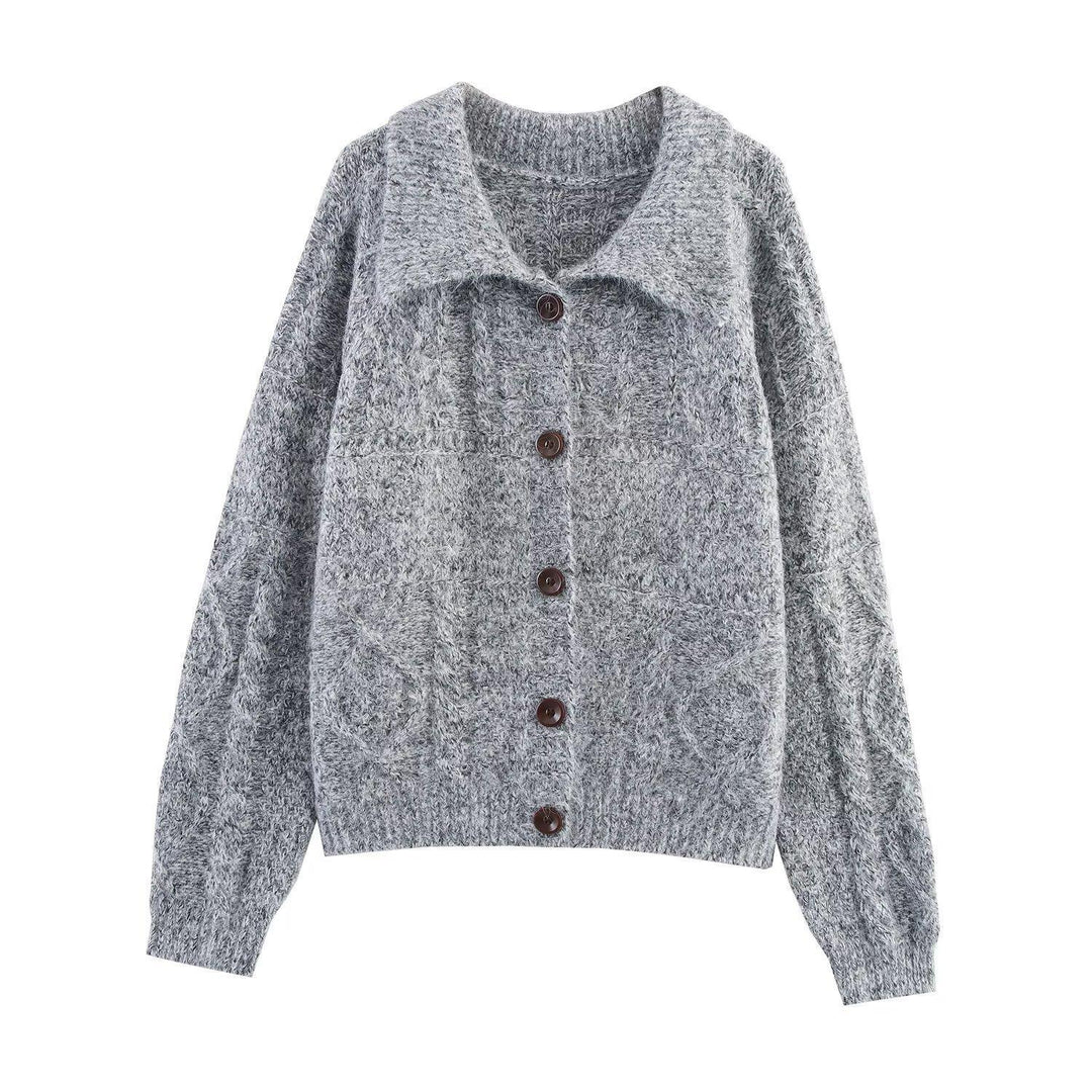 Damen Strickjacke mit weichem Stoff und großen Knöpfen Drune