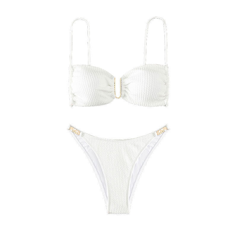 Damen Bikini-Set mit raffinierten Rüschen und goldenen Akzenten Drune